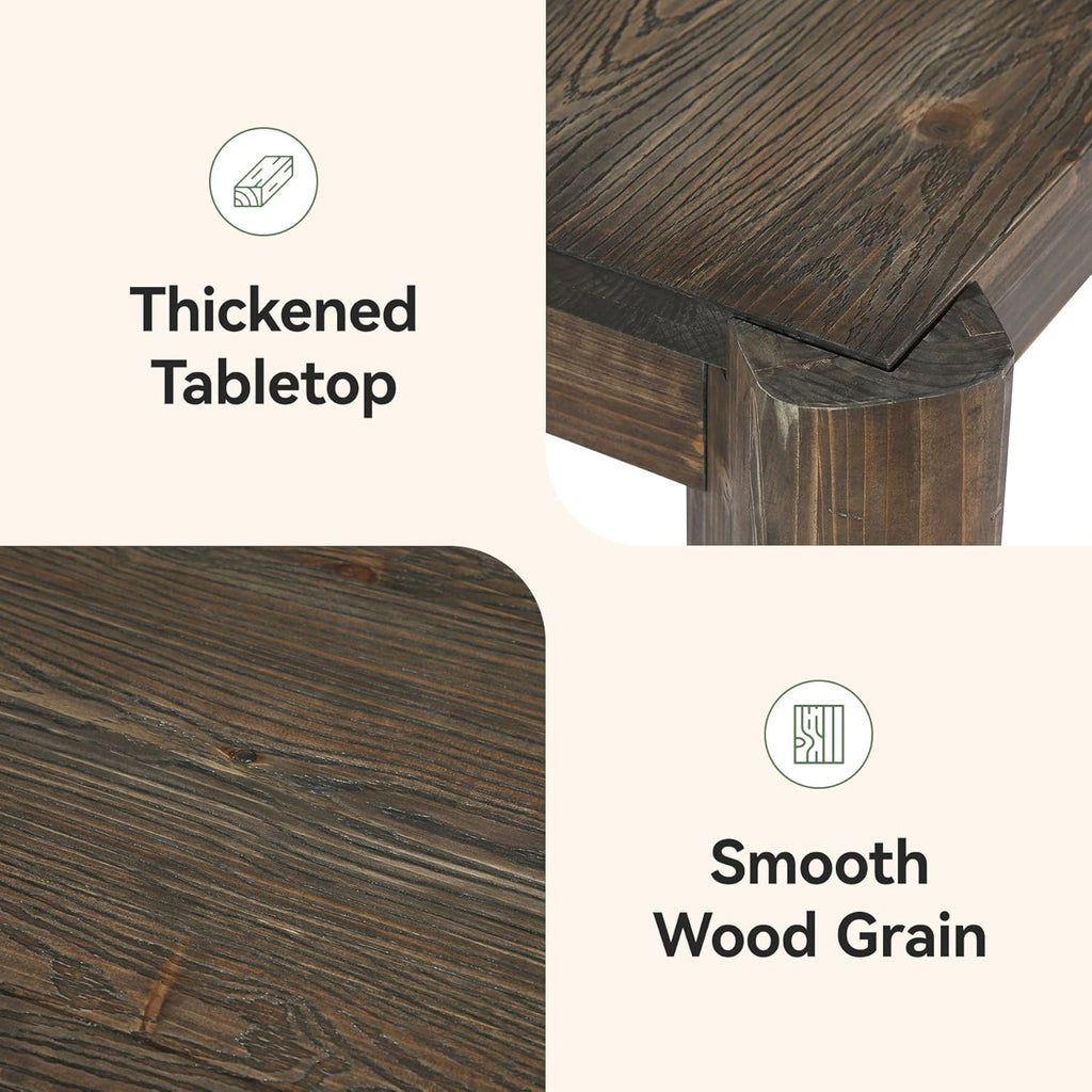 Solid Wood Dining Table for 6 People, 63" Farmhouse Kitchen Table with Heavy Duty Legs, Rectangular Dining Room