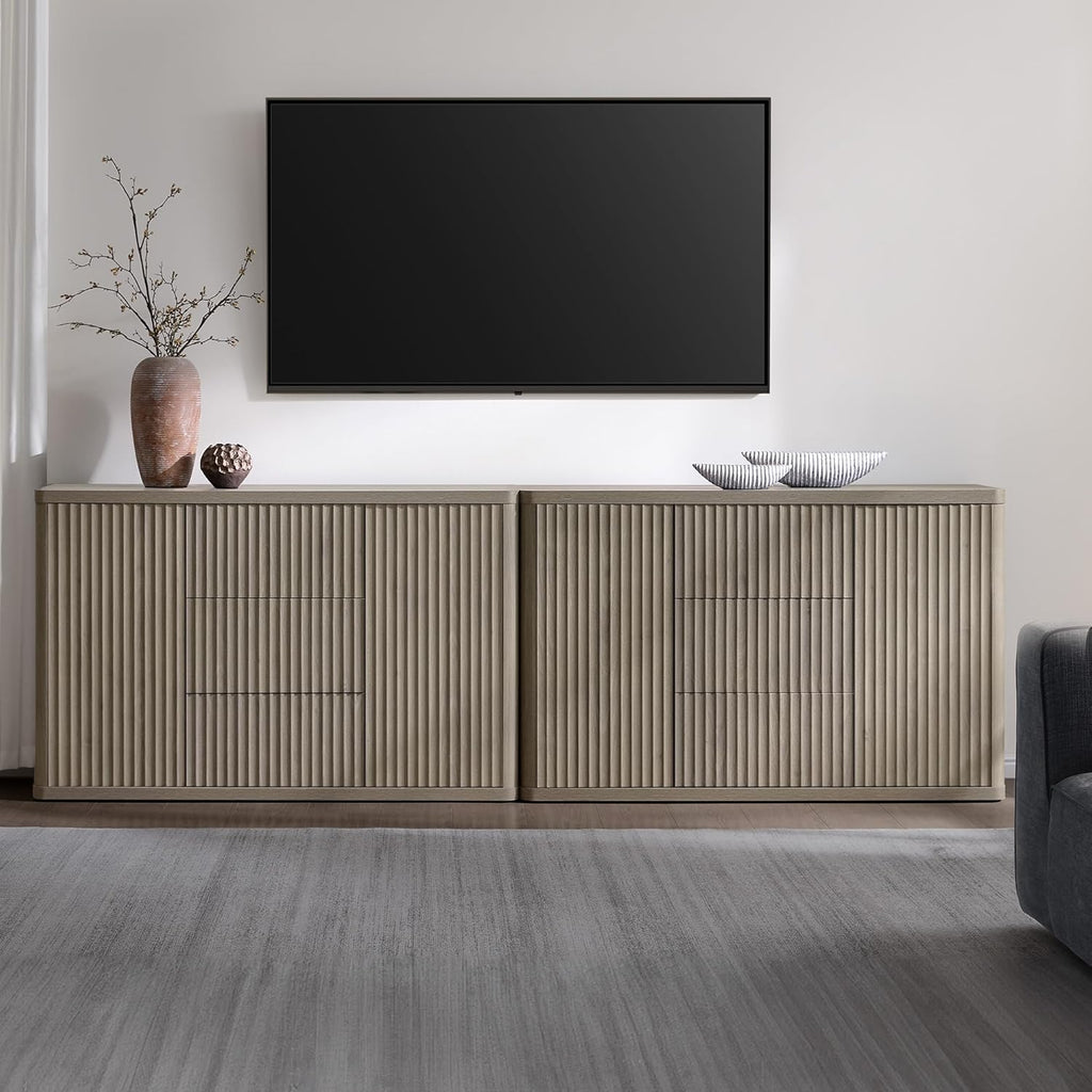 Buffet Cabinet with Storage 54.7" Large Modern Accent Storage Cabinet with Doors and Shelves Fluted Sideboard Credenza