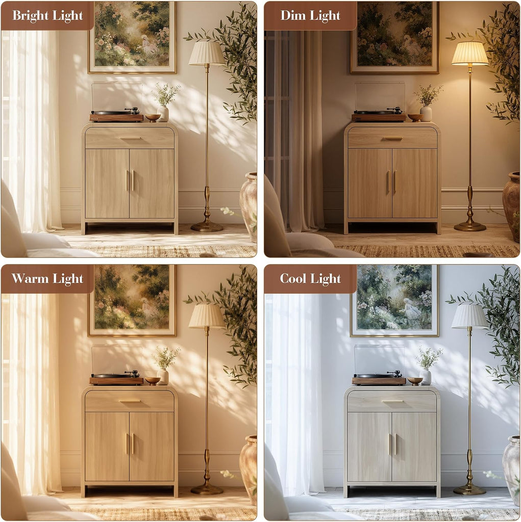 31.3" Modern Buffet Cabinet with Storage, Curved 2-Door Sideboard | Accent Storage Cabinet with Adjustable Shelves