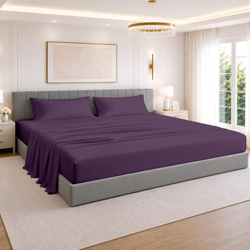 108" x 80" 4 Pc Florida King Sheet Set 100% Egyptian Cotton - Deep Pocket 15" - Ultra Soft, Breathable, Hotel Quality