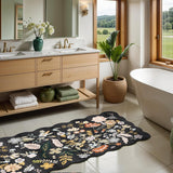2x10 Scalloped Hallway Runner Rug: Non Slip Washable Floral Carpet Runner for Kitchen Entryway Bedro
