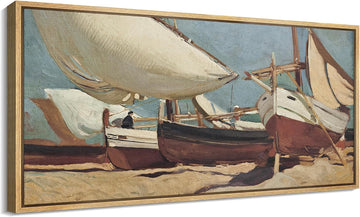 Extra Large Framed Canvas Print Wall Art Vintage Nautical Scene with Sailing Boats Antique Retro Fine Art