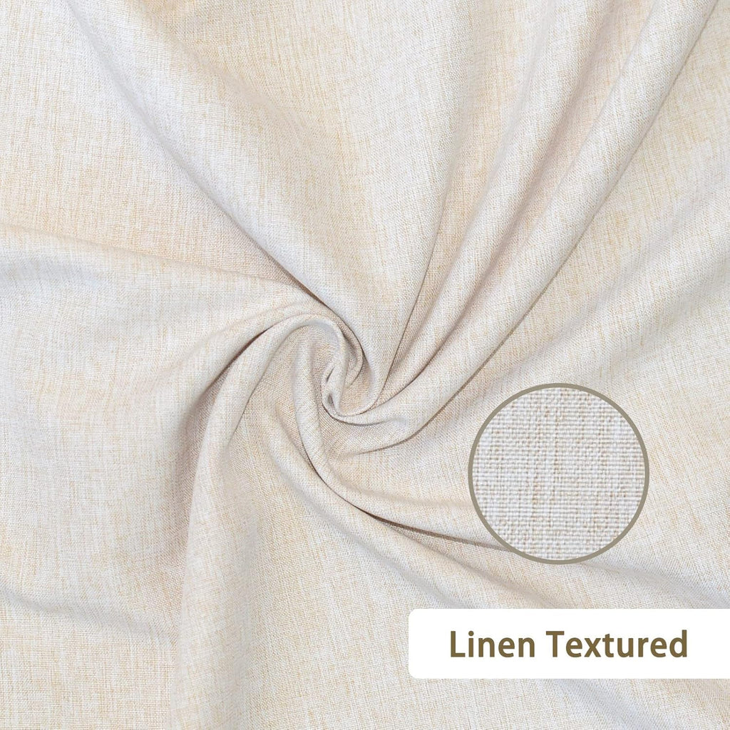 Beige Linen Textured Shower Curtain 84 Inches Long, without Hooks Needed | Water-Repellent, Machine Washable
