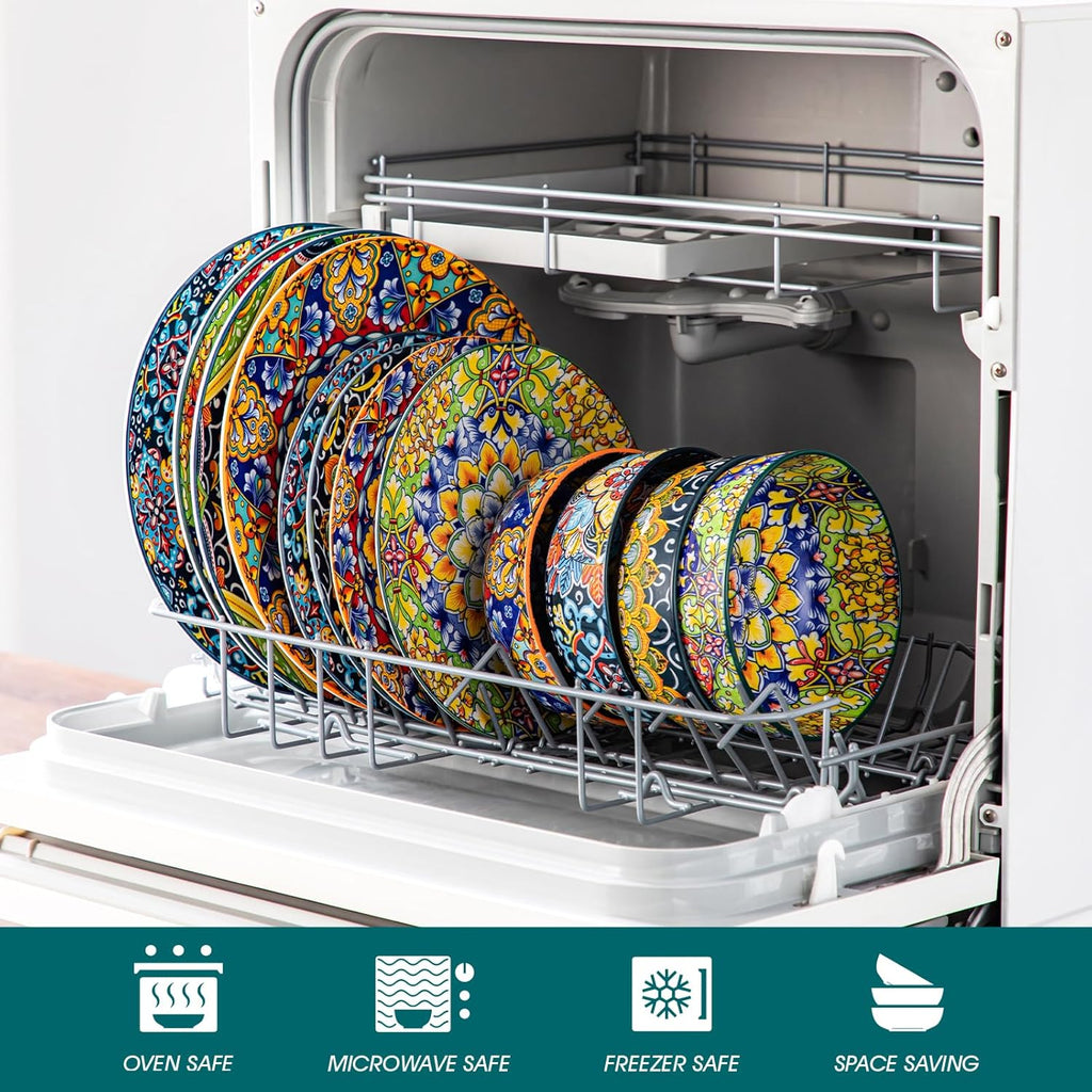 12 Pieces Dinnerware Sets, Plates and Bowls Set, Porcelain Dishes Set for 4, Microwave and Dishwasher Safe