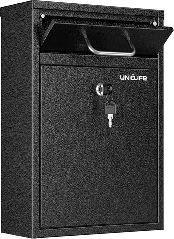 Wall Mount Mailbox Theft Heavy Duty Locking Mailbox, Large Mailbox with Key Lock, Security Mail Box, Safe Key Drop Box
