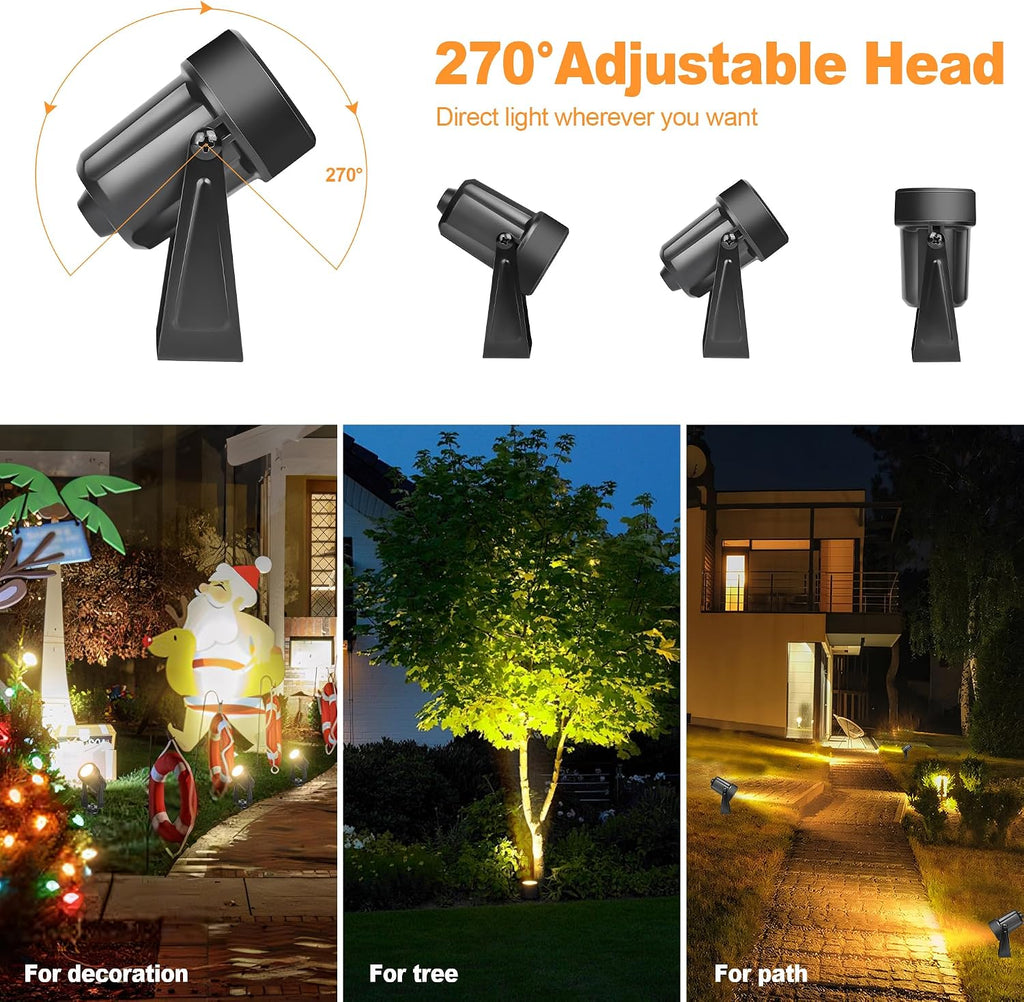 Outdoor Landscape lighting Low Voltage, 65.6FT Wired LED Spot light with Plug-in Transformer, IP65 Waterproof Outside