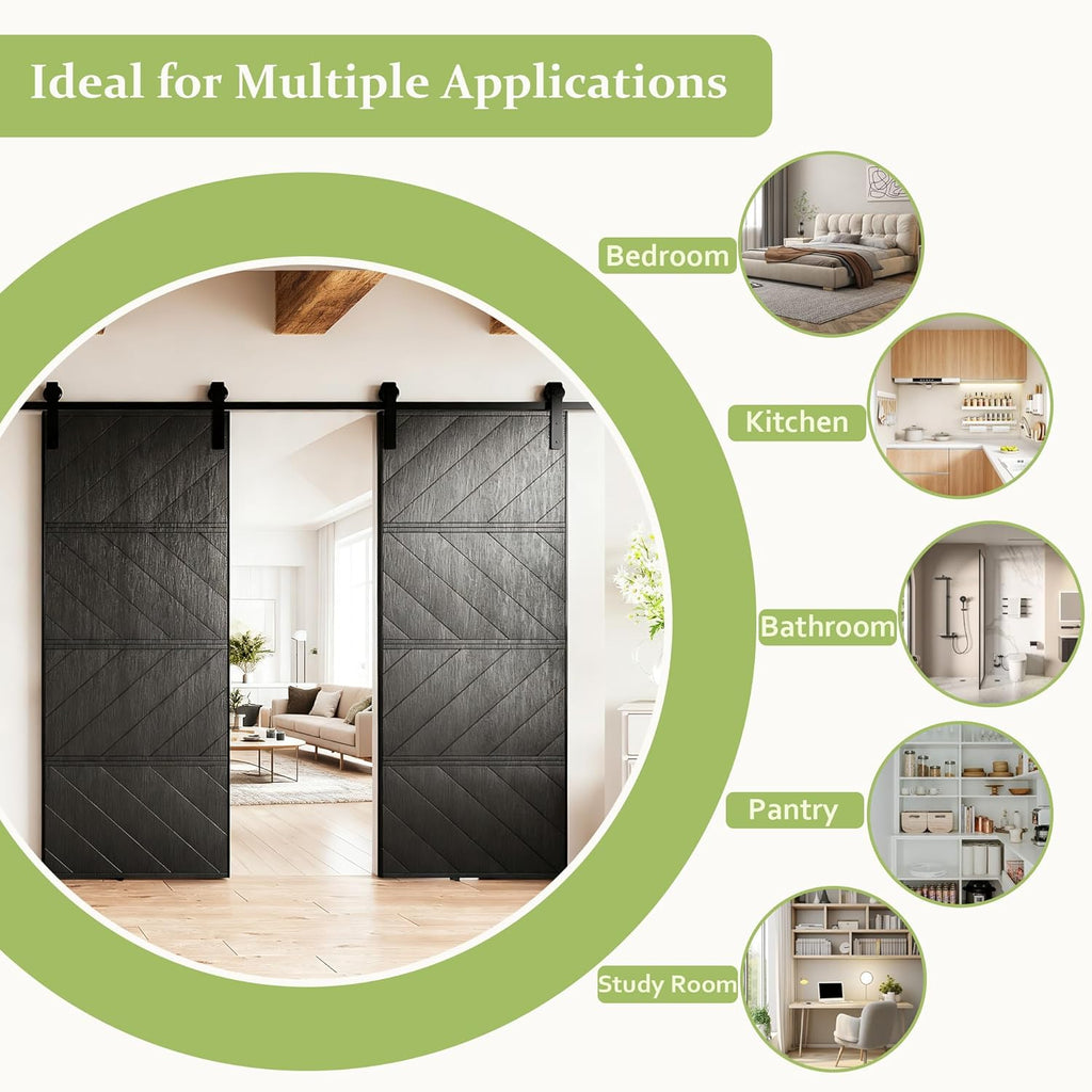 60"(Double 30") x 84" Sliding Barn Door, MDF, with Waterproof Surfac, DIY Assemble, Pre-drilled Barn