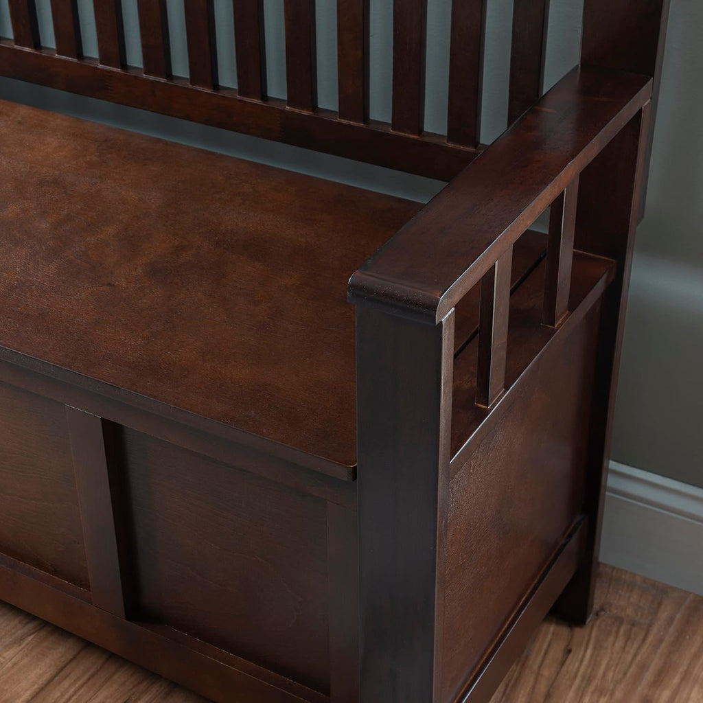Dcor Home Decor Cynthia Storage Bench, 50"w x 17.25"d x 32"h, Walnut