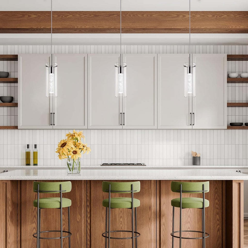 Pendant Ceiling Light Fixture, LED Kitchen Lighting Crystal Pendant Lights Kitchen Island, 1-Light Integrated Kitchen