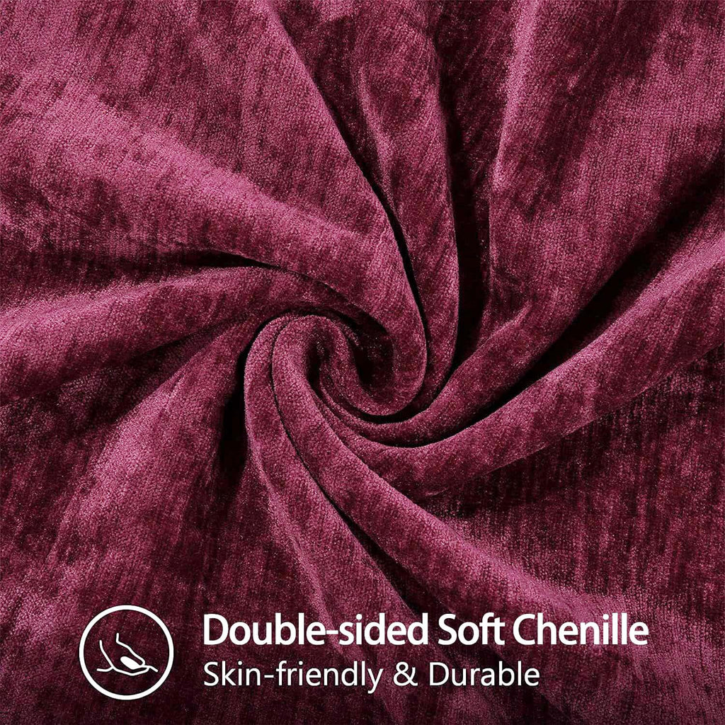 Soft Chenille Throw Pillow Covers 26x26 Set of 2 Rhododendron