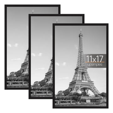 11x17 Poster Frame, Easy Slide-In Assembly, Black, 3 Pack