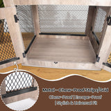 Wooden Dog Crate Furniture - Wire Mesh Door Decorative Dog Kennel End Table for Puppies, Cats, Rabbits