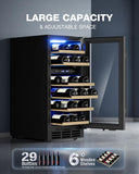 15 Inch Under Counter Refrigerator, 29 Bottle Dual Zone Wine Fridge for Built-In