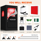 Viconor Red Light Sauna, Portable Steam Infrared Sauna with 660nm & 850nm Red Light Therapy for Home