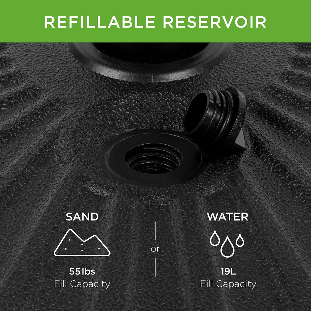 Fillable Umbrella Base Stand Round Sunburst Plastic Patio Umbrella Base Stand, Pole Holder w/ 55lbs Weight Capacity
