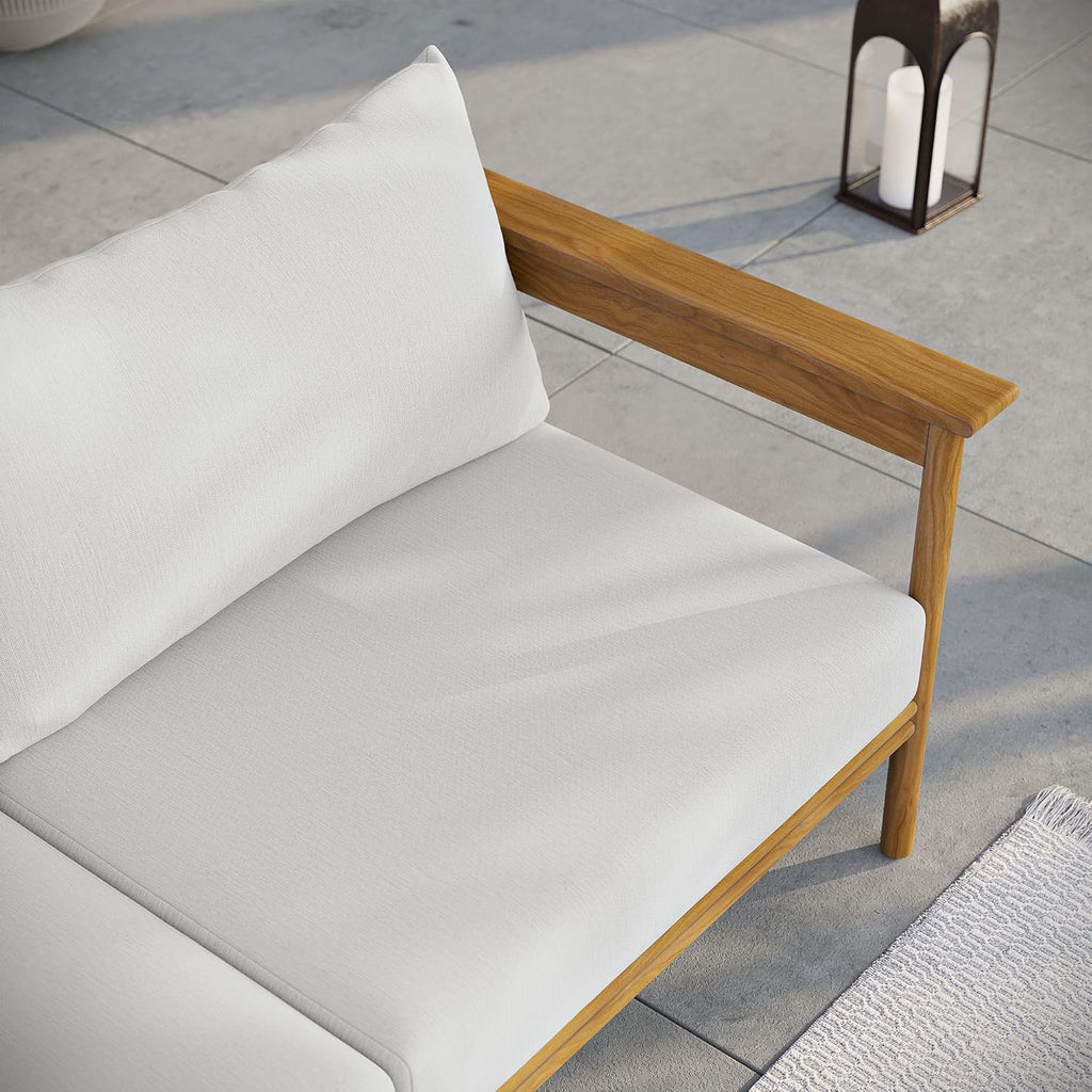 Wren Teak Wood Outdoor Sofa in Natural Sail