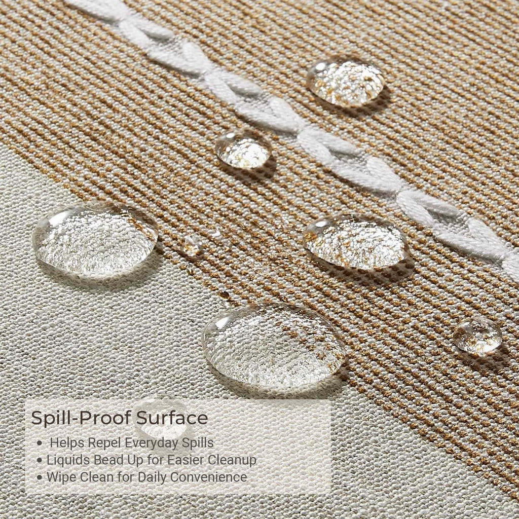 Waterproof Outdoor Rectangular Tablecloth, Khaki Stripe, 55 x 120 Inch