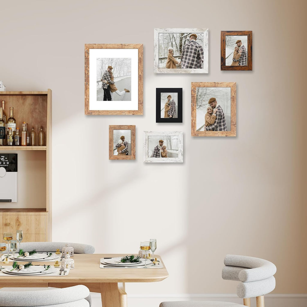 8x10 Picture Frame Set of 6, Black Frame with High Definition Real Glass, 8 x 10 Wood Photo Frames for Tabletop