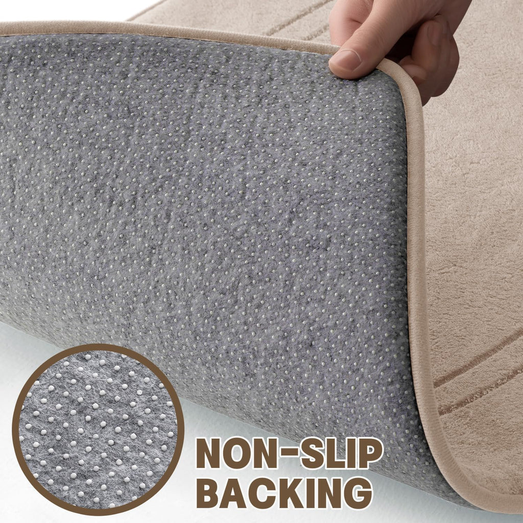 Memory Foam Bath Mat Set, Bathroom Rugs Sets 3 Pieces, Non Slip Bath Mats , Super Soft and Water Absorbent Bath Rug