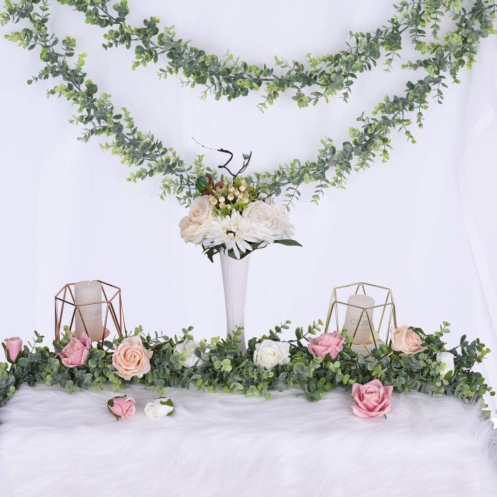 Faux Eucalyptus Garland Plant, Artificial Vines Hanging Eucalyptus Leaves Greenery Garland for Wedding - Set of 4