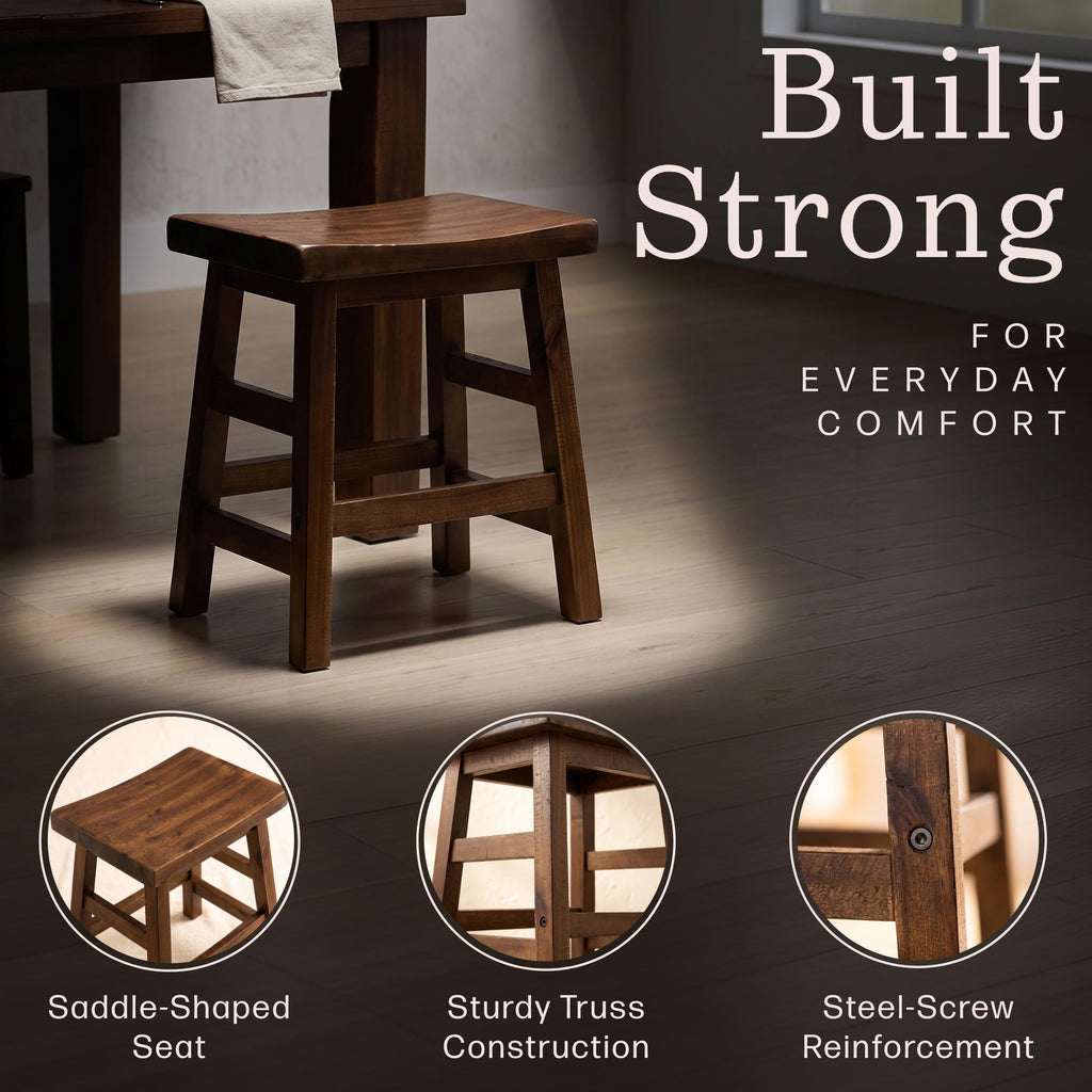 Durango Solid Wood Rustic Single Bar Stool, Natural, 20"