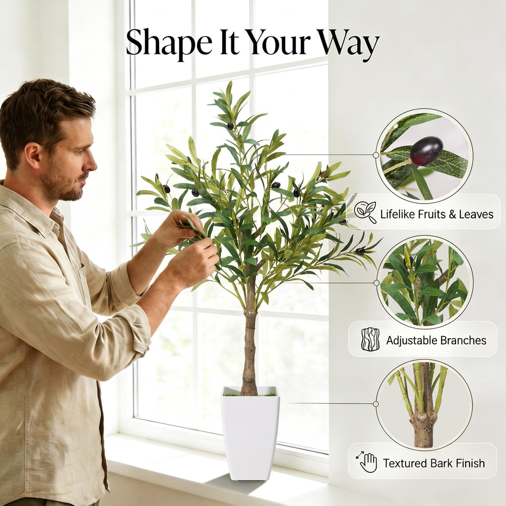 Small Olive Tree, 3FT Faux Olive Trees with White Planter