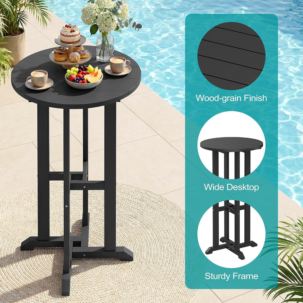 3 Piece Patio Swivel Bar Set, All Weather Mental Textilene High Swivel Bar Stools Chair Set of 2 and Glass Bar Table