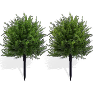 Artificial Topiary Bushes for Outdoors with Spike, Boxwood Ball Fake Shrubs UV Resistant Faux Plants for Indoor