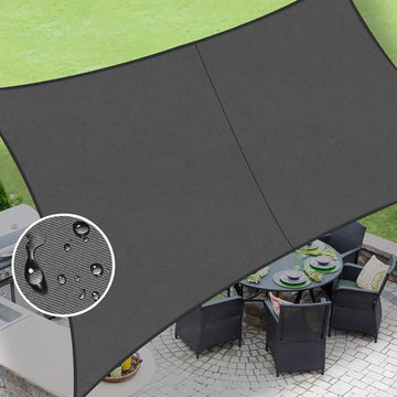10' x 13' Waterproof Sun Shade Sail for Outdoor Patio, Dark Grey | 160GSM PES, 98% UV Block, Rectangle Sunshade