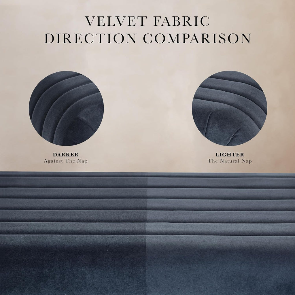 48" Arch Channel Bench - Blue Velvet