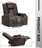 Recliner Chair Set of 1 Theater Seating Breathable Leather Sofa, USB Ports, Suitable Living Room Home Brown A120-B0CT84ZKCW