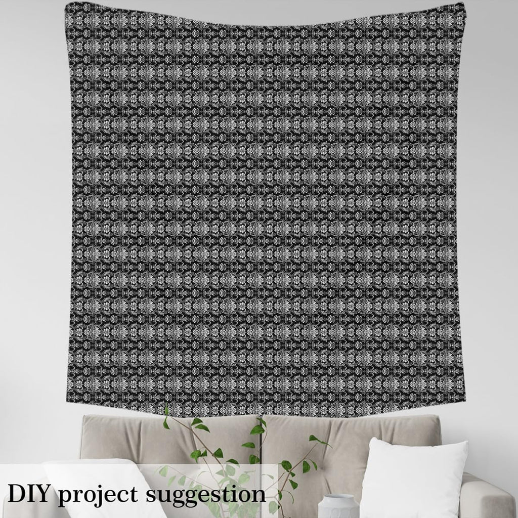 Gray Jacquard Fabric by The Yard Elegant Upholstery Fabric for Chairs 3 Yard Neoclassical Floral Pattern DIY