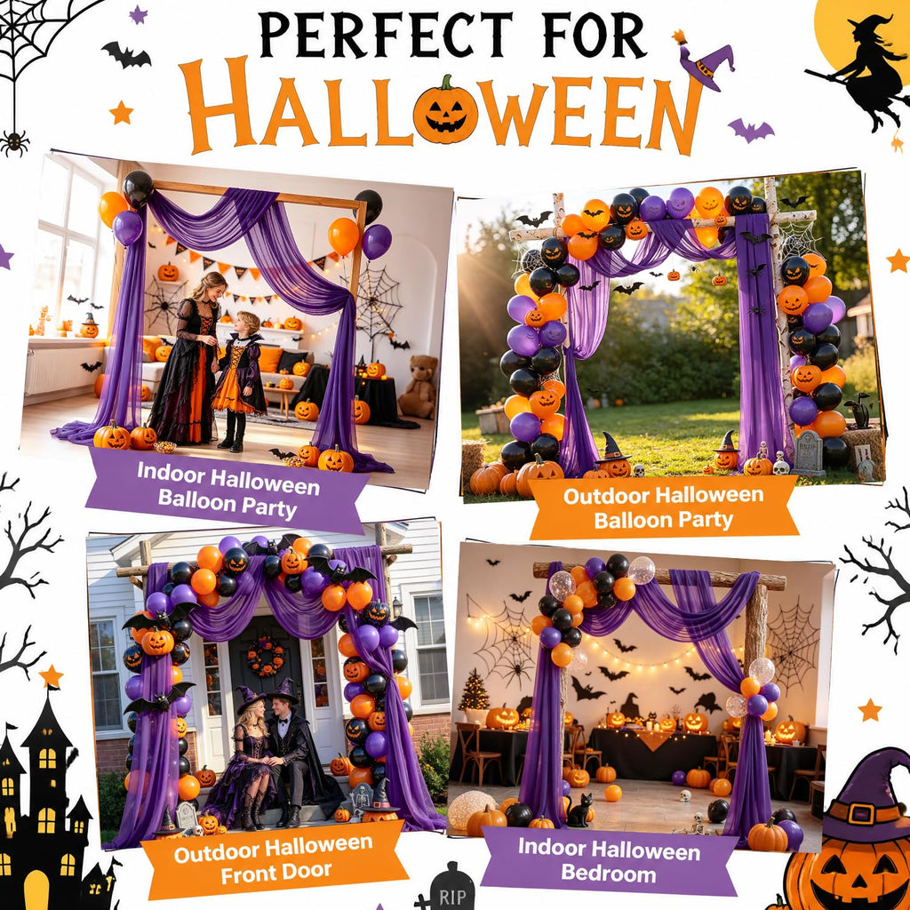 Purple Wedding Arch Draping Fabric Halloween Arch Drapes Sheer Fabric for Draping 20ft Wedding Draping Fabric for