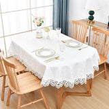 Elegant White Lace Jacquard Oval Tablecloth Tabletop Decoration Cover for Oval Tables Home Decoratio