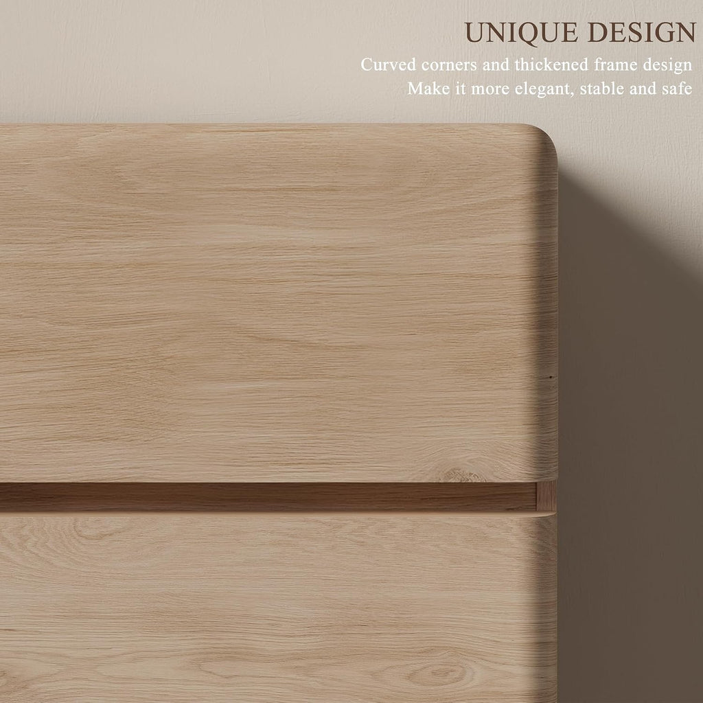 Natural 6 Drawer Dresser , 48" Tall Chest of Drawers | Curved Profile Design, Thickened Base, Handless design, Unique