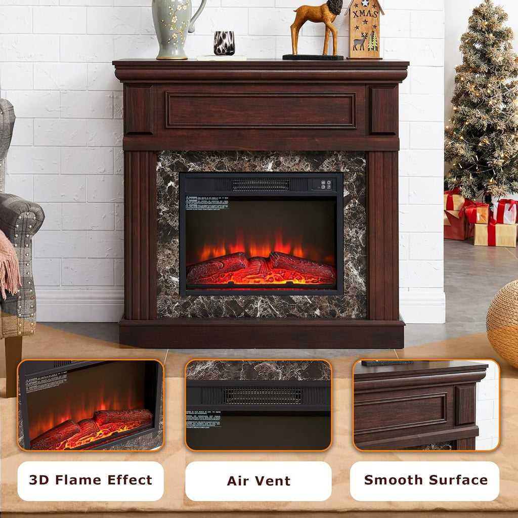 42 inch Electric Fireplace with Mantel, Portable Freestanding Wood Stove with Remote Control, 23'' Fireplace Insert