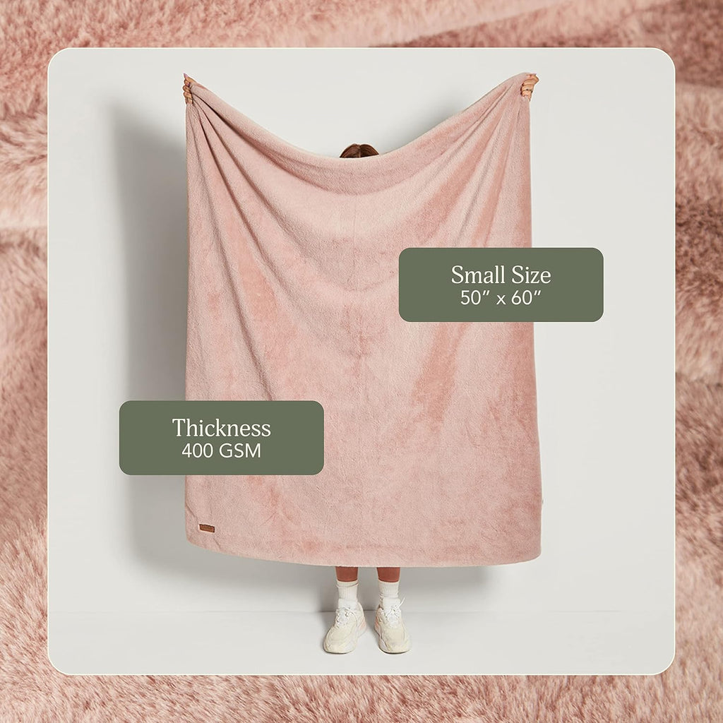 Lil’ Marsh Faux Fur Blanket - Lightweight, Soft Throw Blanket - Machine Washable , or Reading Chair- Small (50" x