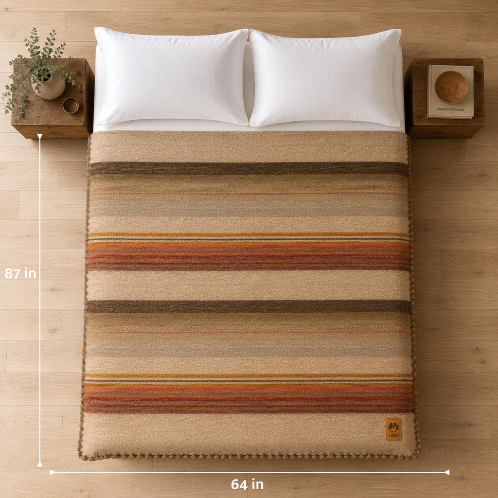70% Alpaca Wool Blanket, Queen Size Bed Blanket, Brown