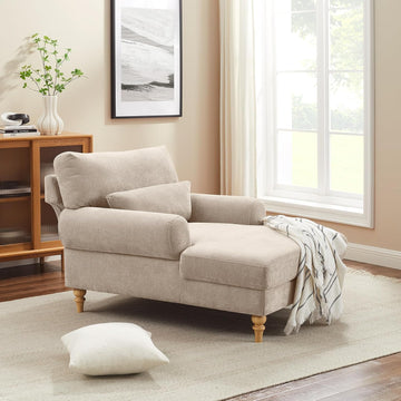 Modern Chaise Lounge Chair with Adjustable Backrest, Upholstered Indoor Leisure Sofa Recliner, Oversized Accent Chair