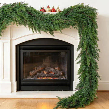 18Ft Real Touch Christmas Garland with Lights, Full Realistic Cedar Garland