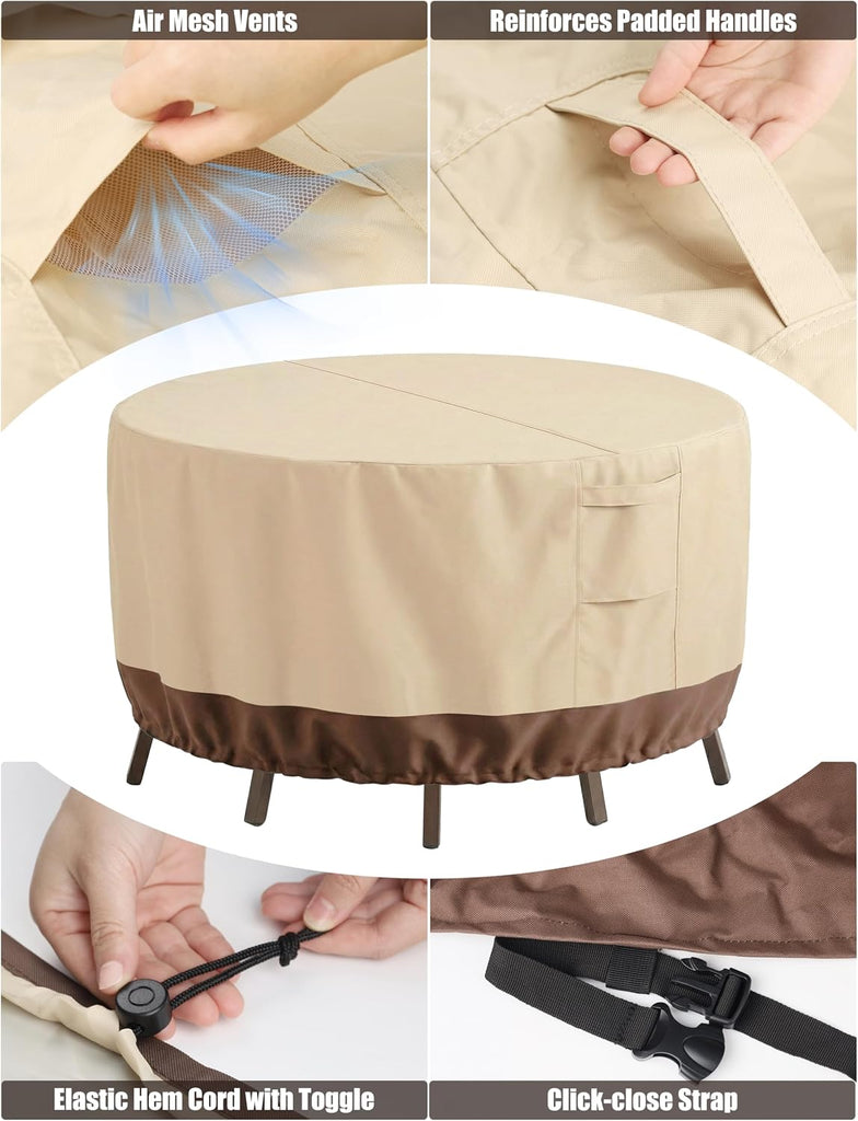 Patio Outdoor Furniture Covers Waterproof, Round Outdoor Table Cover