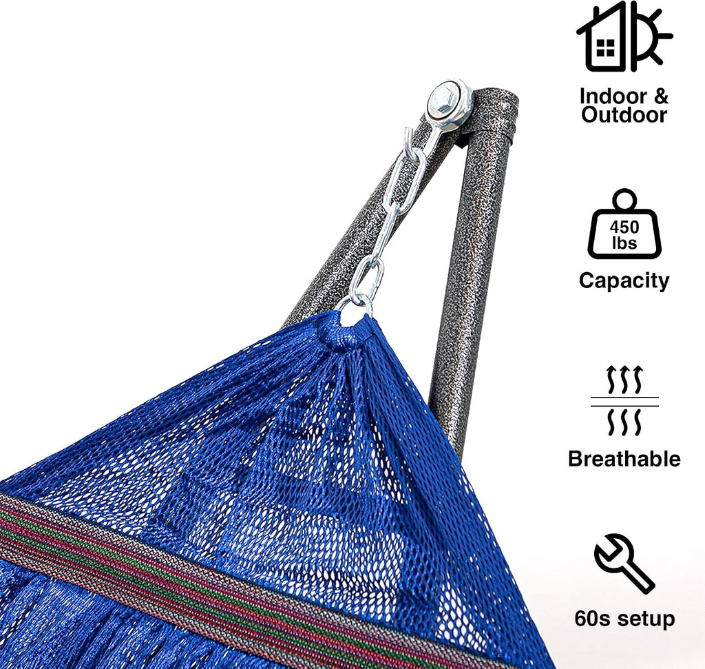 Home Fashion Portable Hammock with Collapsible Steel Stand, 450 lbs Capacity, No Tools Assembly, Carrying Bag