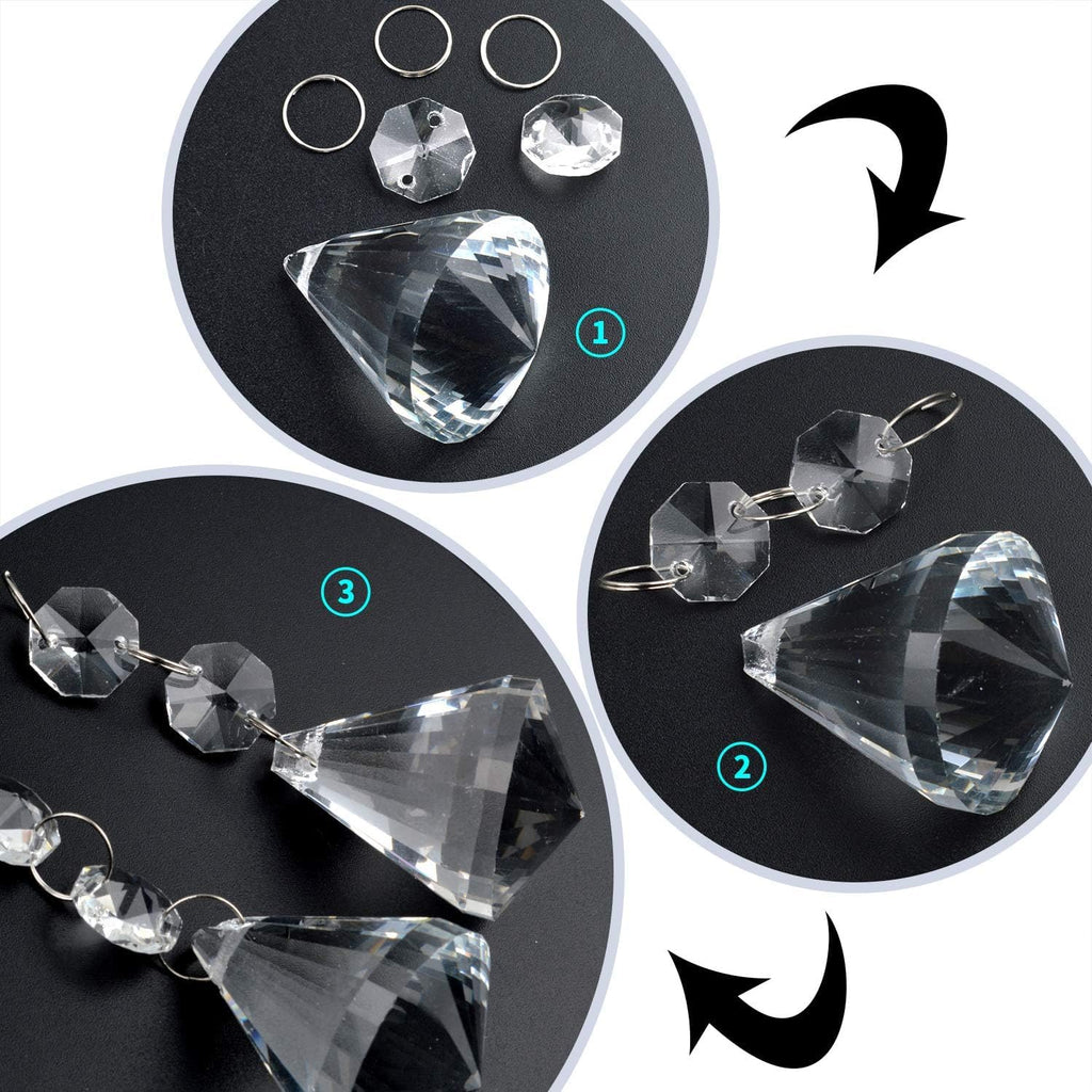 Pack of 10 Crystal Glass Ball Chandelier Prisms Pendants Parts Beads Hanging Crystals Drops Suncatchers(30mm, Clear)