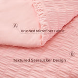 Pink Queen Comforter Set 7 Pieces, Luxury Seersucker Queen Bed Set for All Seasons