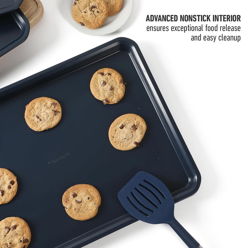 Legacy 3-Piece Cookie Sheet Set, Cookie Sheet, Metal Sheet, 3 Pieces Nonstick Sheets 18 15 13 Inch, Navy Blue