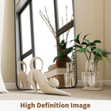 Black Full Length Mirror, 56"x21" Rounded Corner Floor Mirror Standing Hanging or Leaning Against Wall, Suitable or