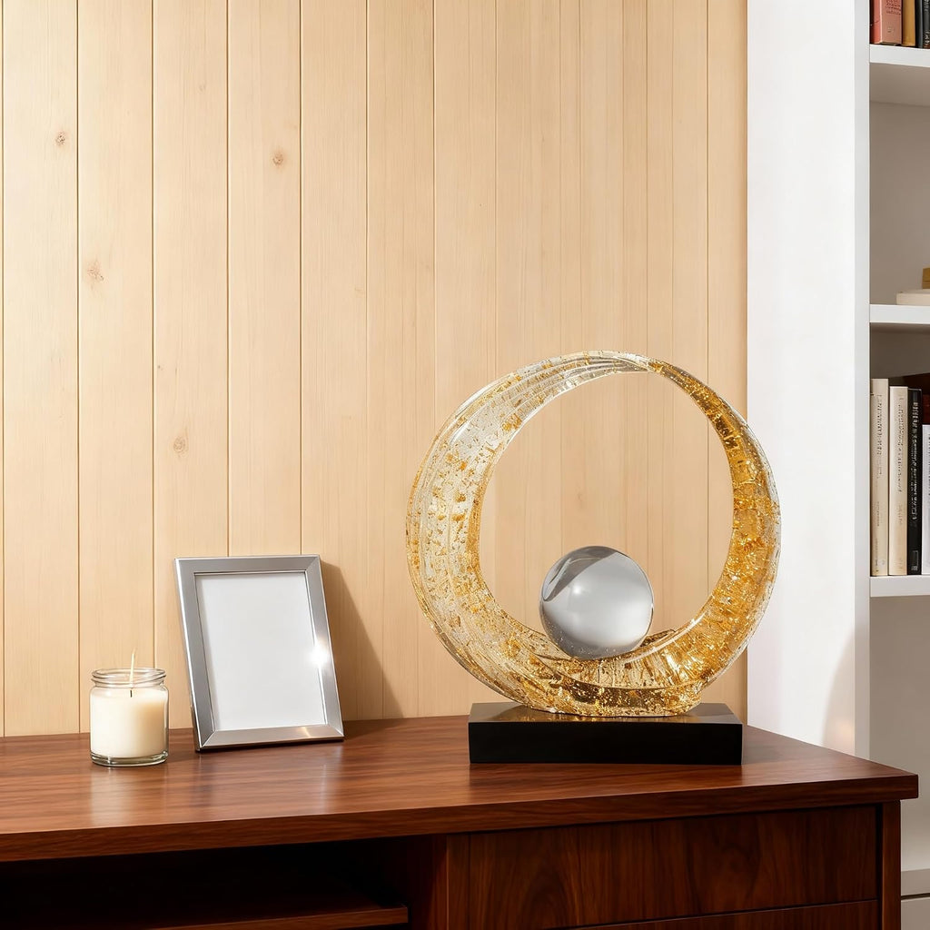 Golden Wave Resin Origami Statue Modern Abstract Home Decoration Emphasizes Abstract Office Desk Center Art Statue