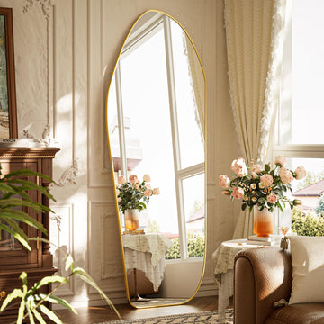 Unique Artistic Mirror Full Length Irregular 71"x26" Matte Gold