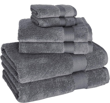 CTT - Luxury 6 Piece Towel Set, 100% Turkish Cotton, Quick Drying, Highly Absorbent & Comfy, Includes 2 Bath Towels