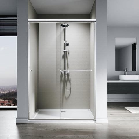Shower Door 48" W x 76" H, Double Sliding Shower Door with 1/4" (6mm) Tempered Glass